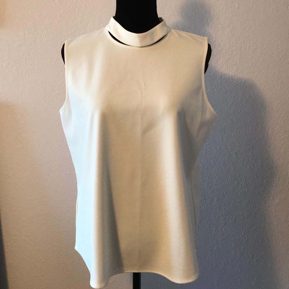 Ann Taylor Sleeveless shirt with cut collar.Size L